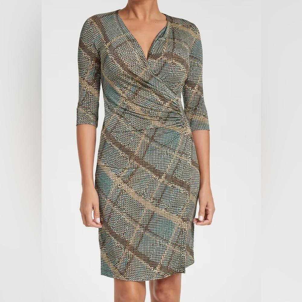 Anatomie Printed Marine Dress in Reptile Plaid S - Picture 2 of 7
